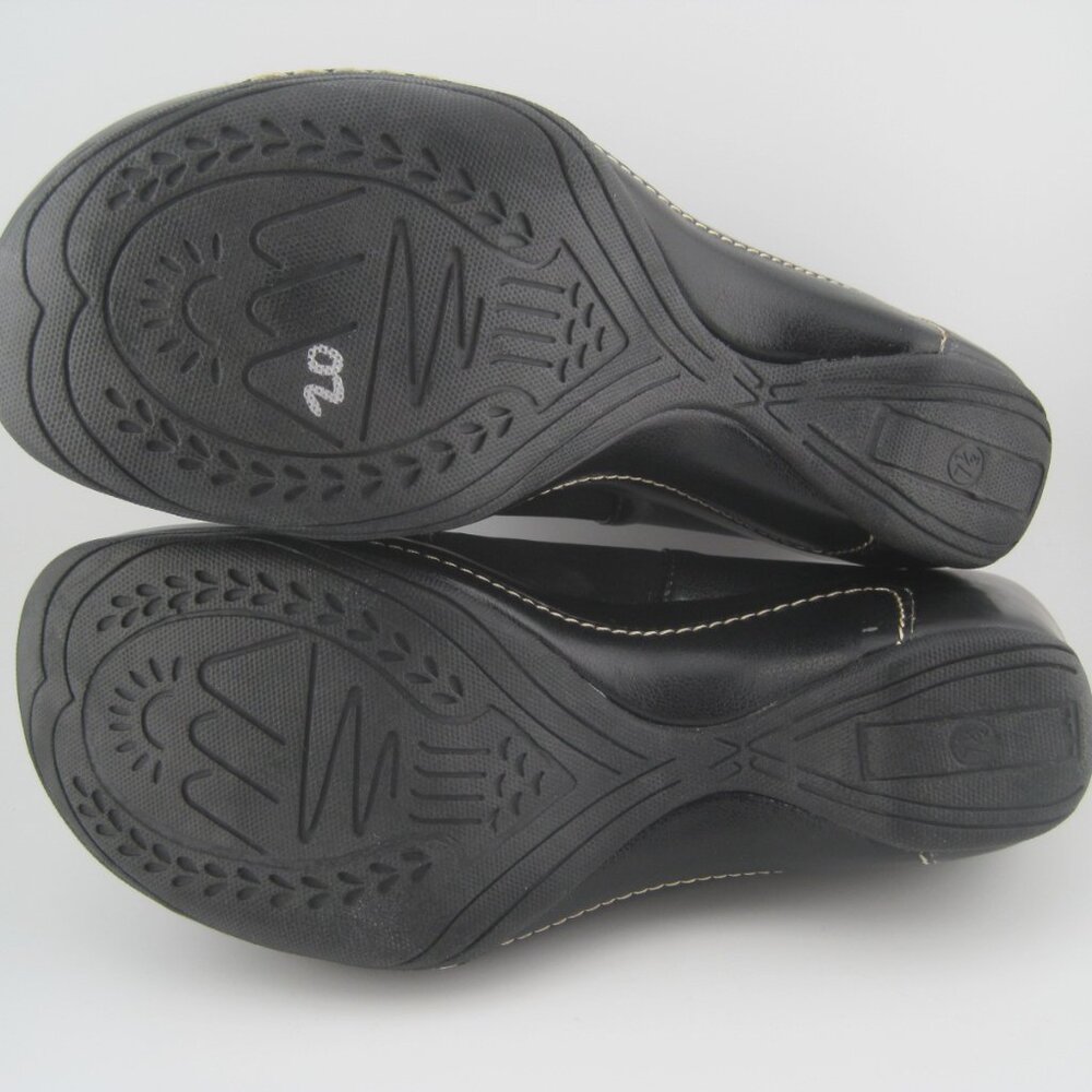 Women's White Mountain Gilding Black Peep-Toe Leather Clog size 7.5 Mary Jane - Picture 10 of 10